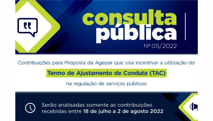  Agepar lança na semana que vem consulta pública sobre utilização do TAC nos serviços regulados